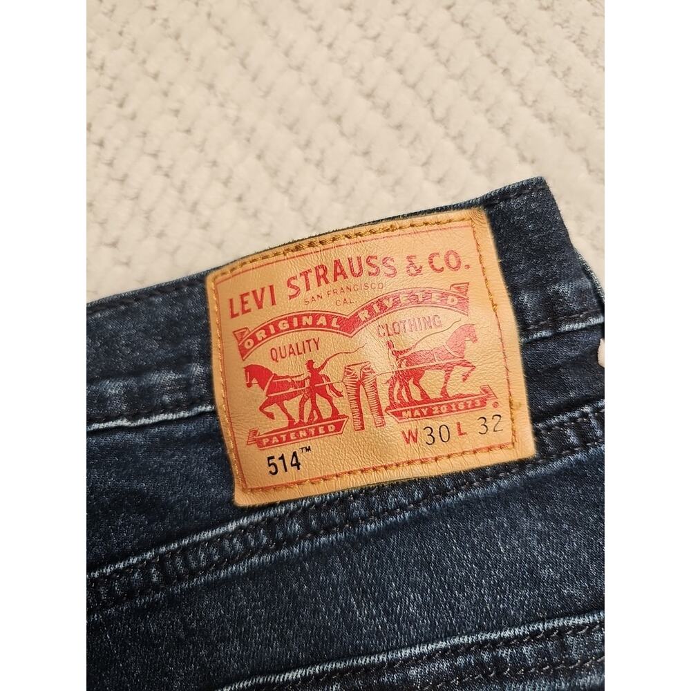 Levis 514 Jeans Mens 30 X 32 Dark Wash Straight 5 Pocket Denim - Picture 6 of 8